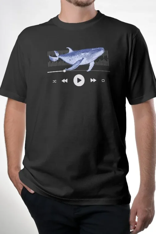 Whale Tunes – Regular Fit Black T-Shirt