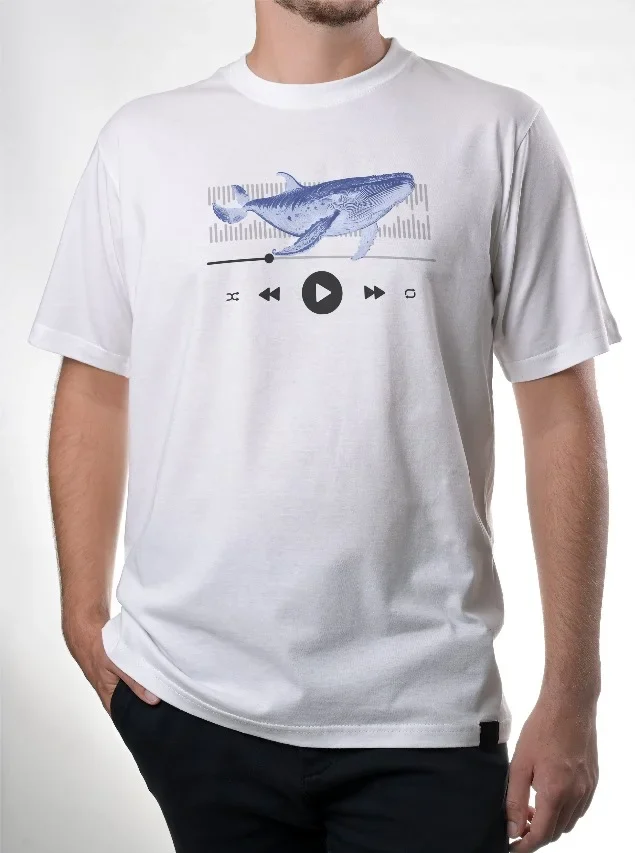 Whale Tunes – Regular Fit White T-Shirt