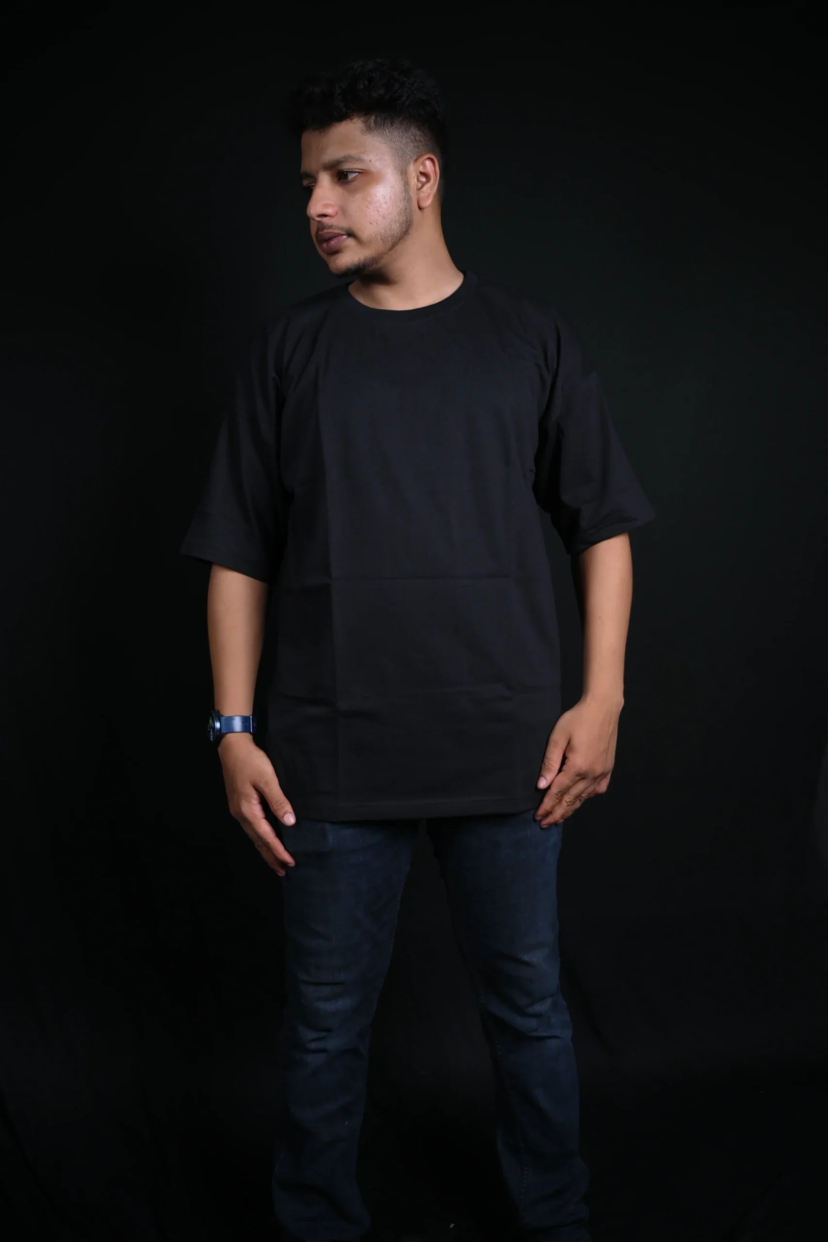 Essential Plain Tee – Black / White - Image 3